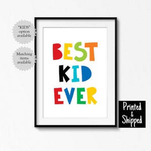 Impresión artística con el mejor niño de todos los tiempos, palabras para guardería, decoración brillante, palabras para sala de juegos, pared neutra para niños pequeños, regalo para sala de juegos, 5 x 7, 6 x 8, 8 x 10, A4, 11 x 14, A3, 30 x 40