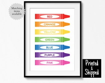 Crayon Colours Art Print Colourful Bright Playroom Decor Toddler Wall Art Childrens Boys Girls Kids Nursery 5x7 8x6 8x10 A4 11x14 A3 30x40