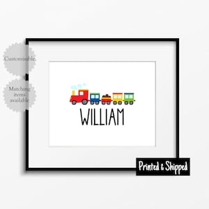 Impresión de nombre de tren Regalo de transporte personalizado Dormitorio Sala de juegos Guardería Arte de pared Niños grandes Niños pequeños Sala de juegos 5x7 6x8 8x10 11x14 A4 A3 30x40
