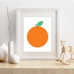 Impresión artística de gran tamaño en color naranja, moderna, brillante, sencilla, para guardería, cocina, decoración de pared, para niños pequeños, sala de juegos, 5 x 7, 8 x 10, 8 x 6, A4, A3, 11 x 14, 30 x 40 cm imagen 3