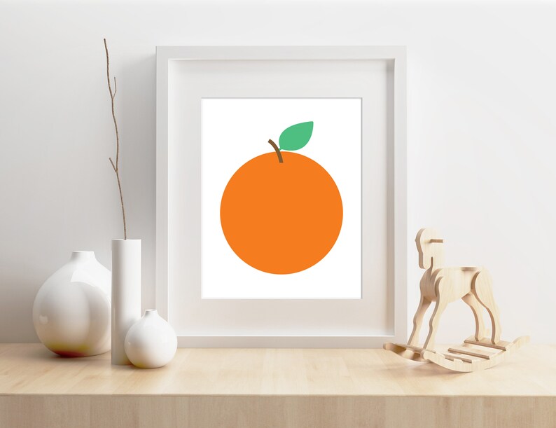 Impresión artística de gran tamaño en color naranja, moderna, brillante, sencilla, para guardería, cocina, decoración de pared, para niños pequeños, sala de juegos, 5 x 7, 8 x 10, 8 x 6, A4, A3, 11 x 14, 30 x 40 cm imagen 3
