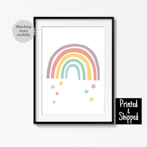Arte murale per bambini in stile pastello, stampa arcobaleno e stelle, sala giochi, poster per camera da letto per bambini, decorazione per ragazze, 5x7, 6x8, 8x10, 11x14, A4, A3, 30 x 40 cm