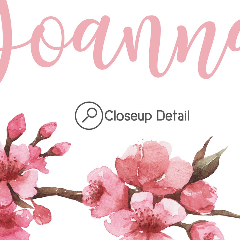 Cherry Blossom Name Print Pretty Personalised Pink Nursery Etsy Australia