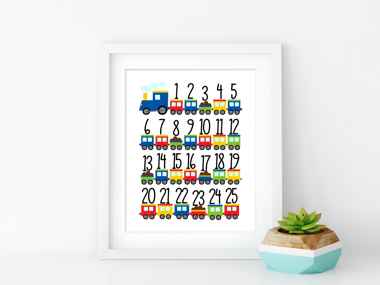 Train Numbers Print Cute Nursery Wall Art Decor Boys Kids | Etsy