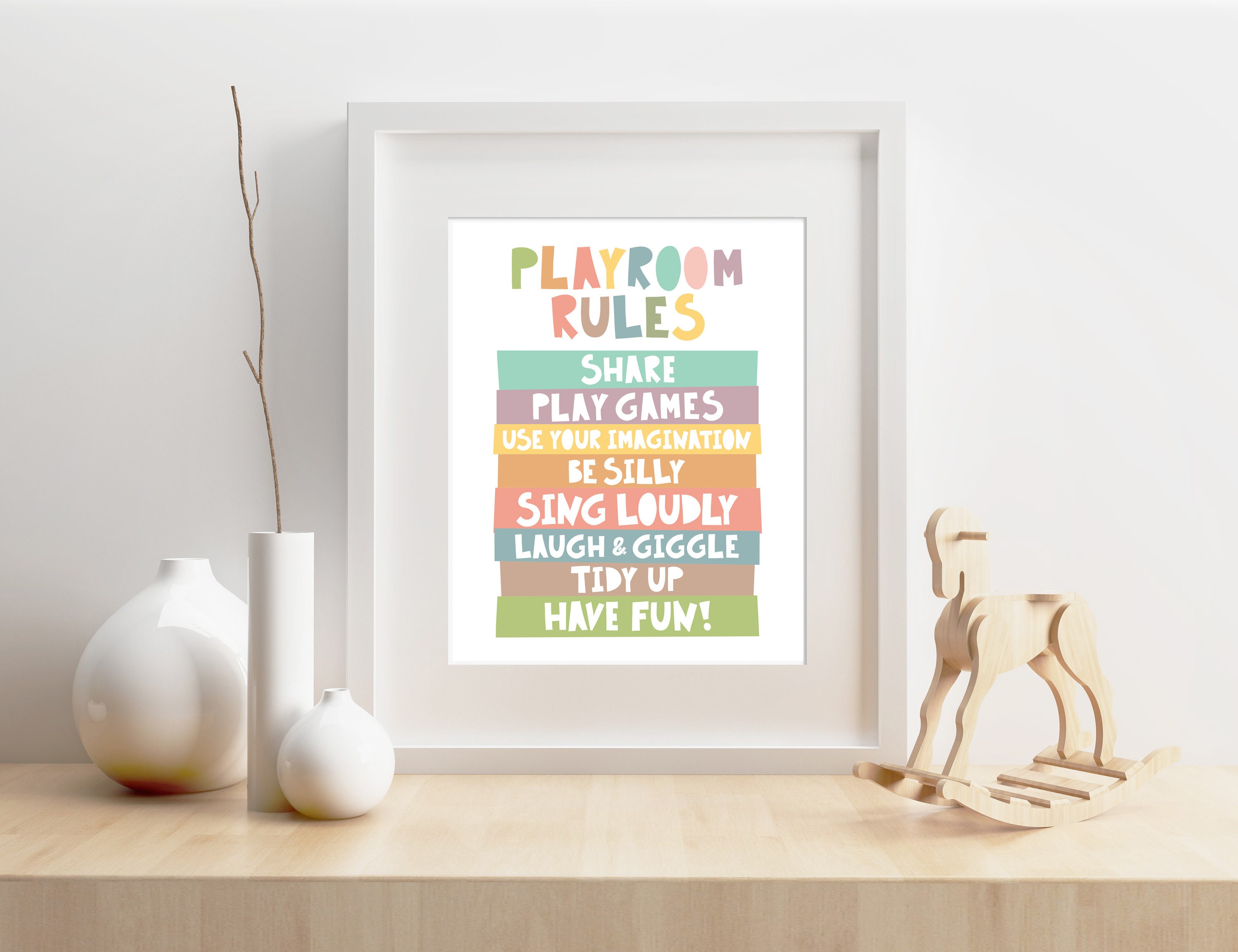Playroom Rules Print Pastel Girls Kids Toddler Childrens Room Bedroom ...