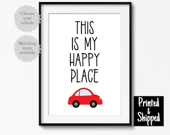 This Is My Happy Place Print Playroom Car Vehicle Poster Nursery Wall Art Boy Boys Girls Kids Toddler Decor 5x7 6x8 8x10 11x14 A4 A3 30x40