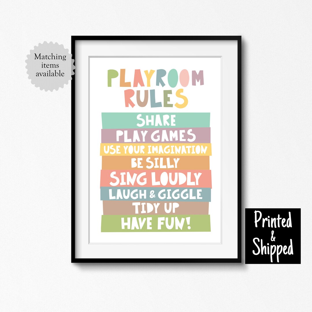 Playroom Rules Print Pastel Girls Kids Toddler Childrens Room Bedroom ...