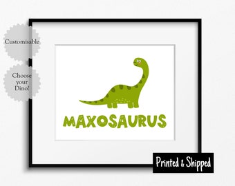 Cute Personalised Dinosaur Name Print Sweet Toddler Dino Custom Gift Baby Boys Girls Kids Nameosaurus Childs 5x7 6x8 8x10 A4 11x14 A3 30x40