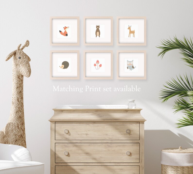 Woodland Alphabet Print Forest Animal ABC Boy Girl Kids Toddler Neutral Mint Wall Decor Bedroom Playroom Play Nursery 8x10 A4 11x14 A3 30x40 image 8