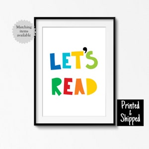 Let's read impression d'art salle de jeux Word Art lumineux tout-petits garçons filles enfants décoration murale pour chambre d'enfant coloré 5 x 7 6 x 8 8 x 10 A4 11 x 14 A3 30 x 40 cm