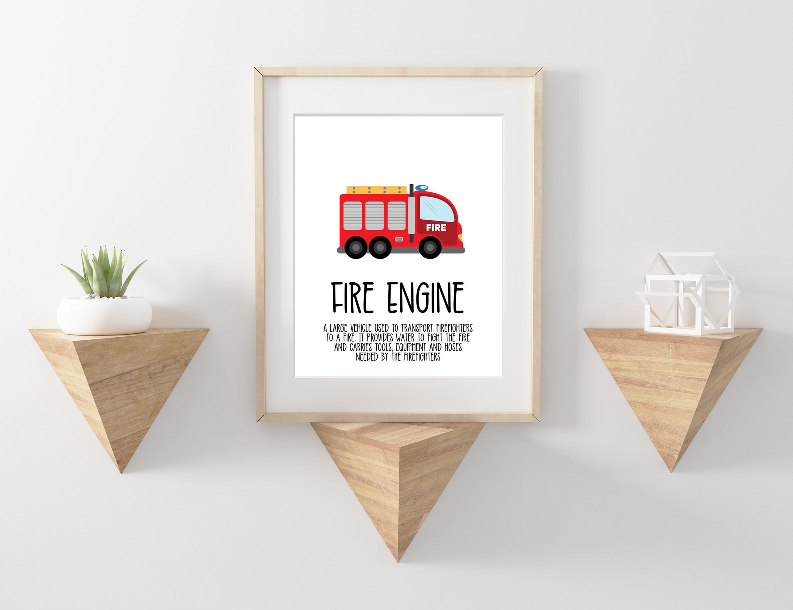 Fire Engine Print Cute Kids Fire Truck Definition Wall Art