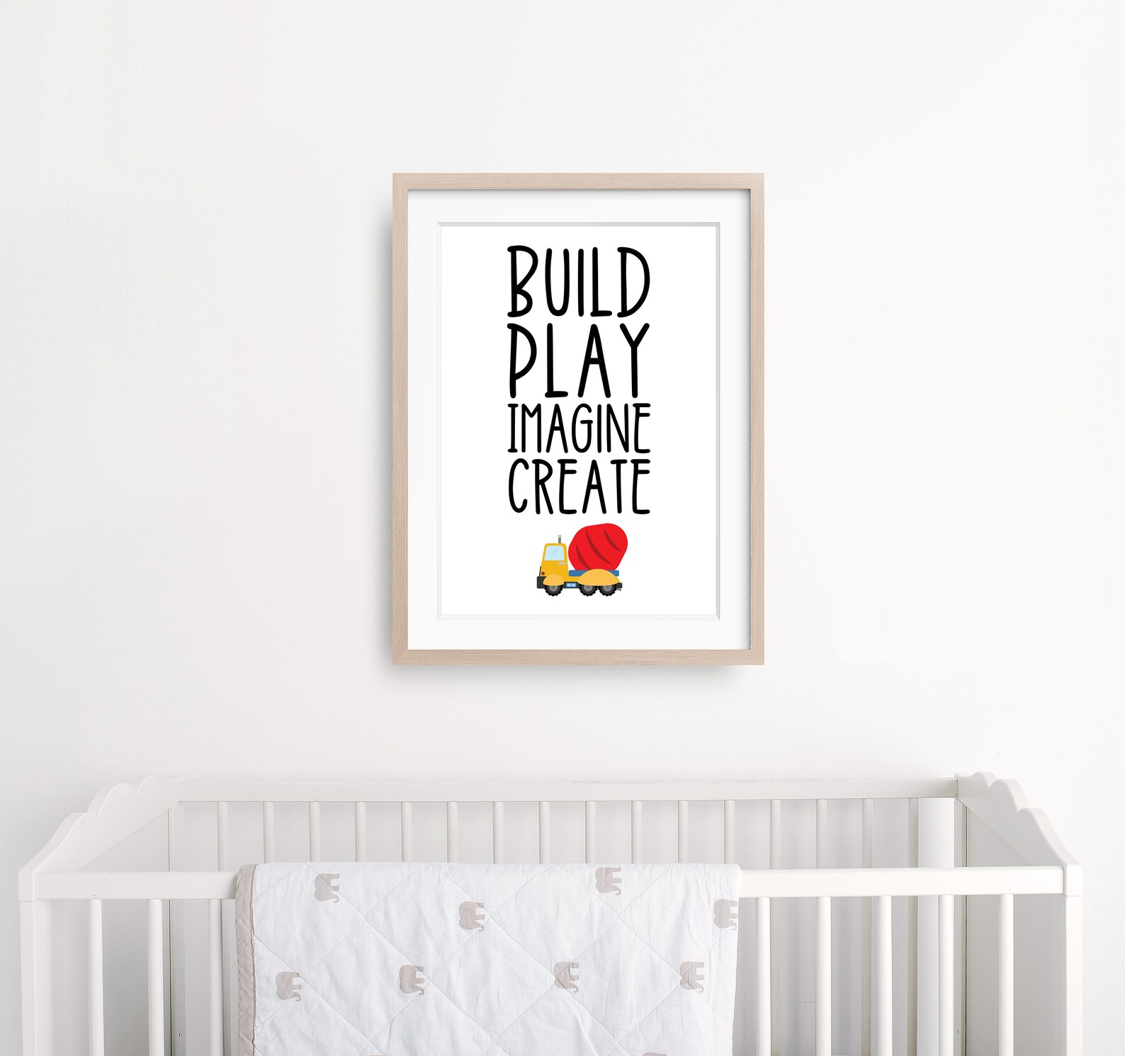 Build Play Imagine Create Print Construction Playroom Words Wall Art ...