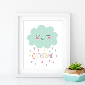 Rain Cloud Name Print Personalised New Baby Gift Rainbow Weather Nursery Decor Toddler Wall Art Childrens Bedroom Poster Kids Playroom image 3