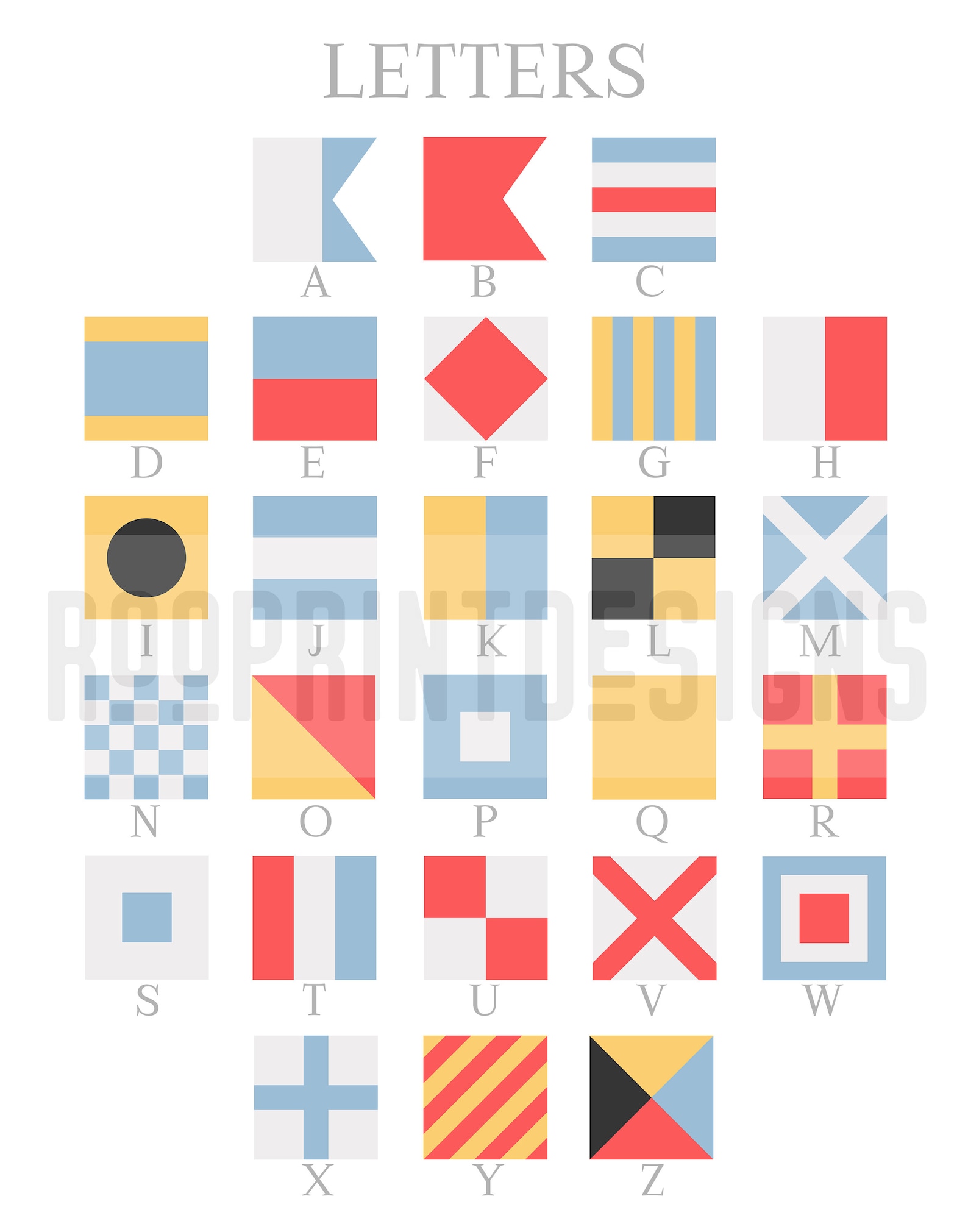 Nautical Flag Letter Print Personalised Maritime Signal Flag Etsy