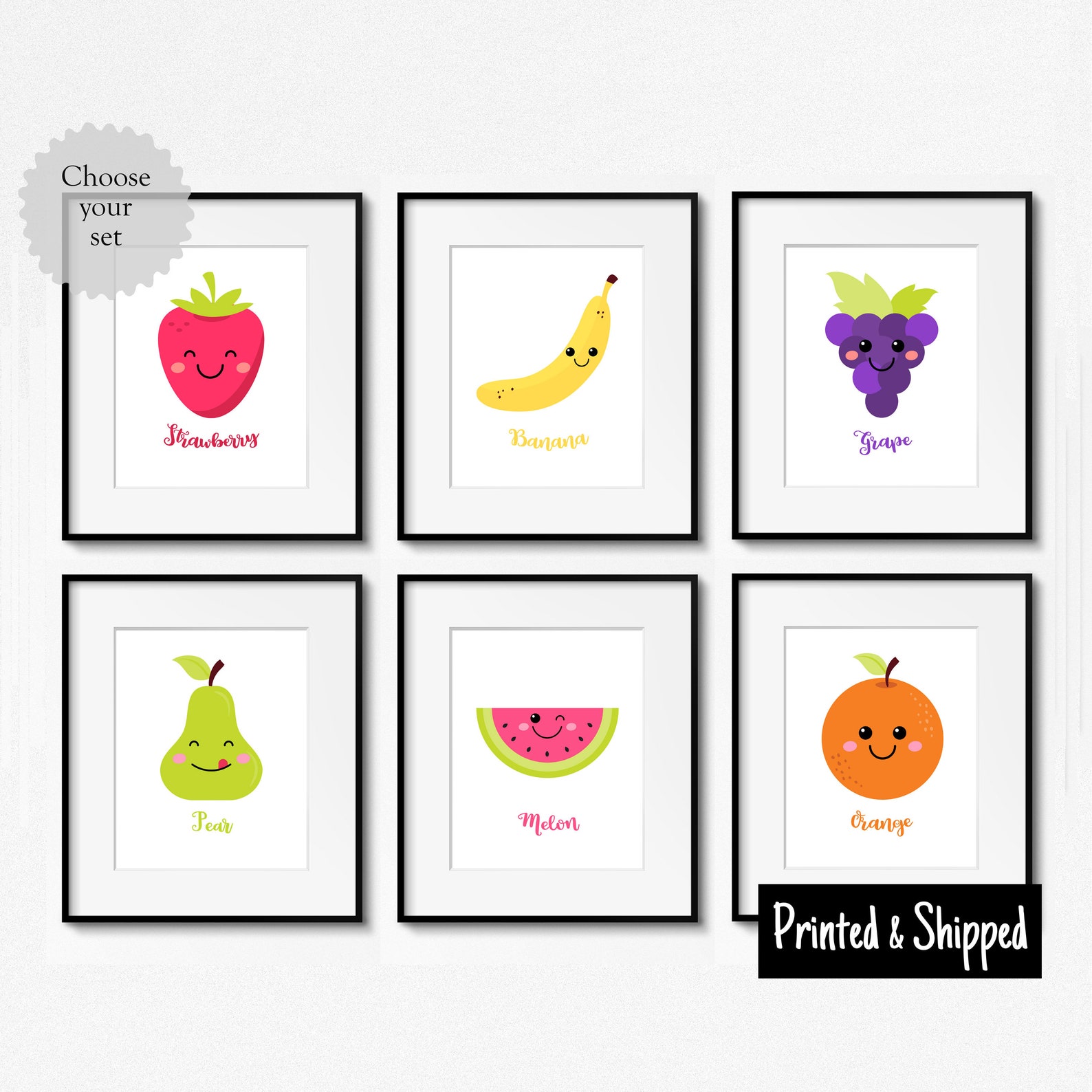 Cute Fruit Print Set Colourful Nursery Wall Art Decor Boys Etsy UK