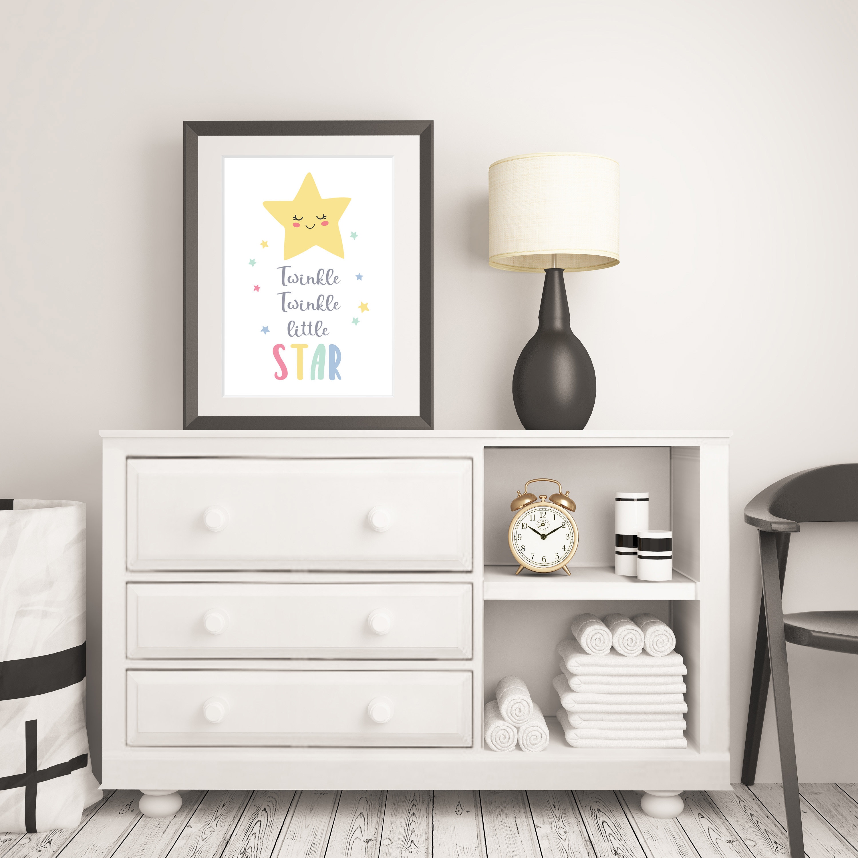 Twinkle Twinkle Little Star Print Sweet Kids Nursery Toddler Wall Art ...