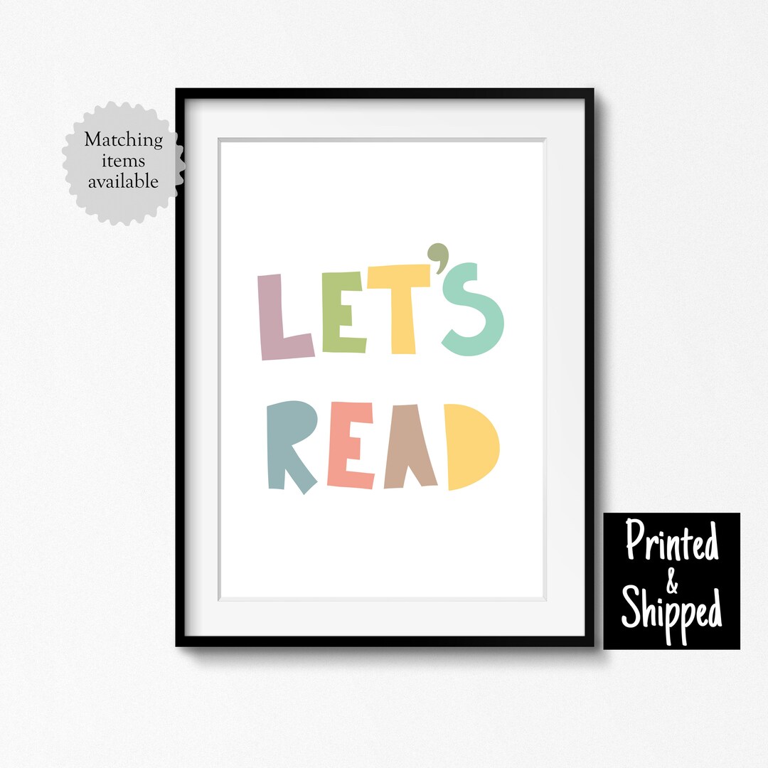 Let's Read Print Playroom Word Art Colourful Reading Corner Sign ...