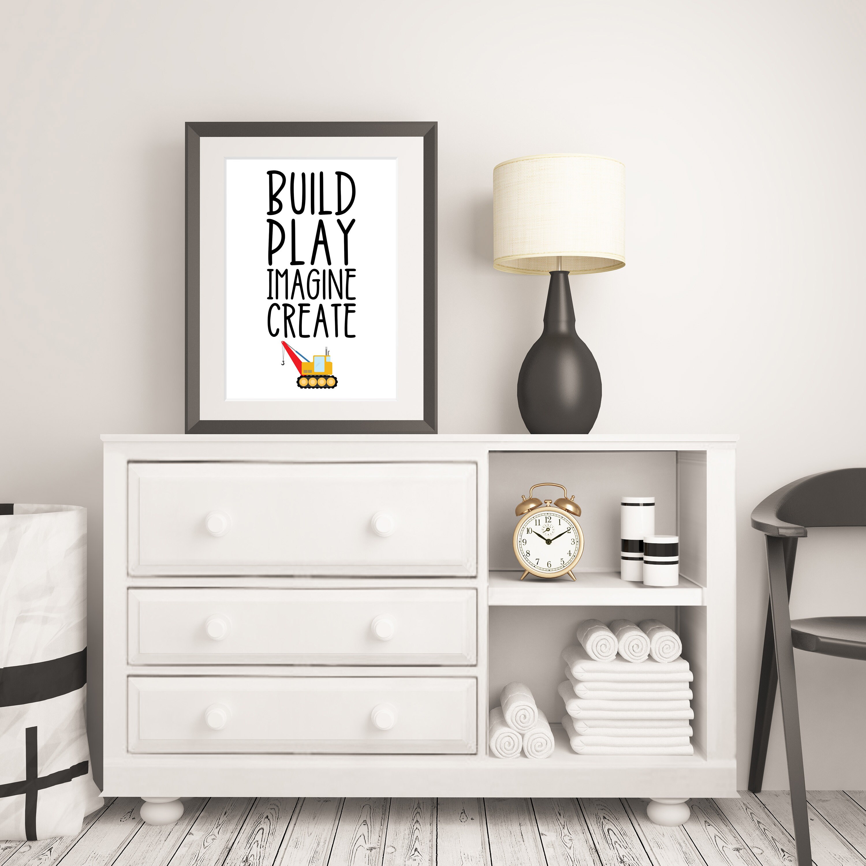 Build Play Imagine Create Print Construction Playroom Words Wall Art ...