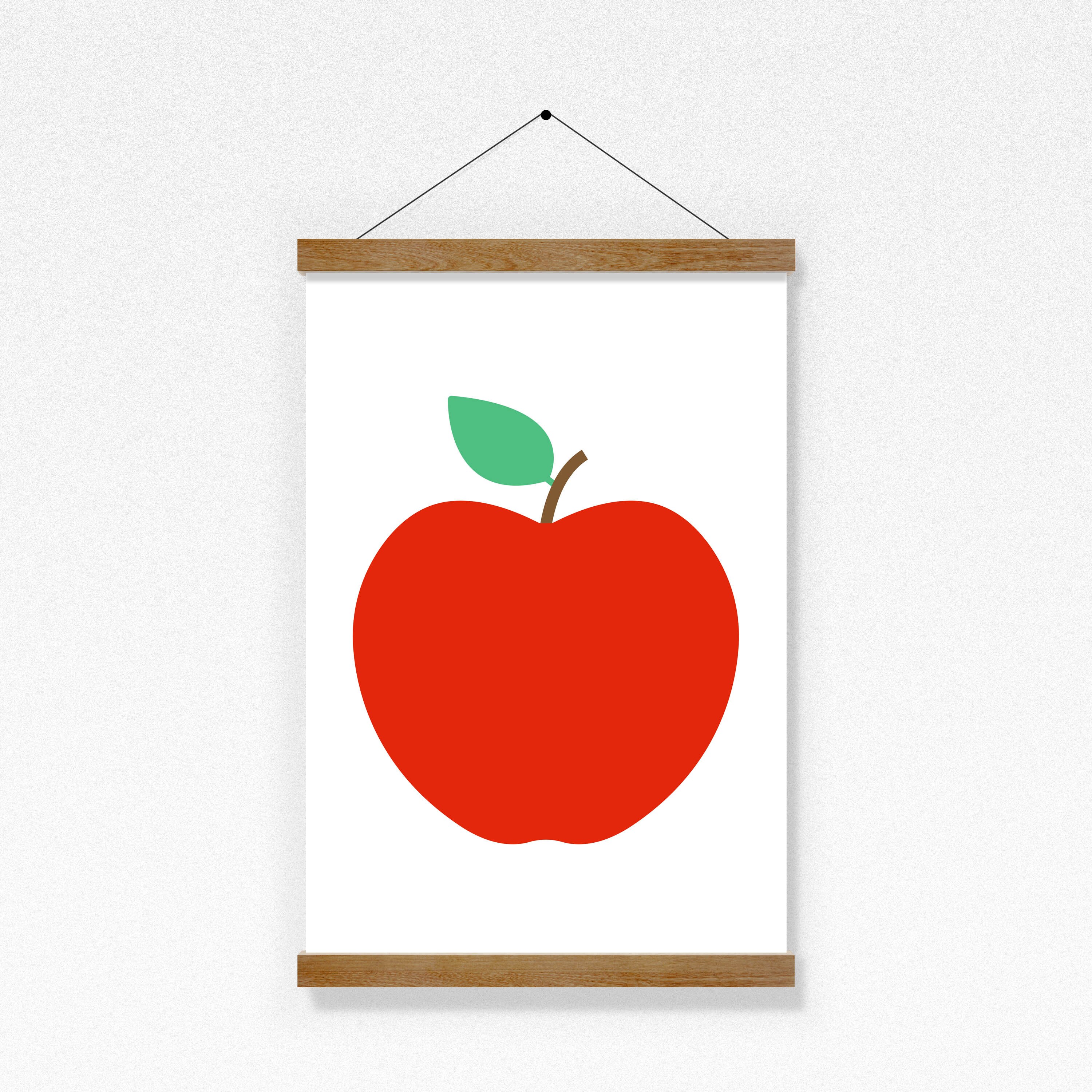 Big Red Apple Print Modern Bright Fruit Nursery Wall Art Decor Etsy UK