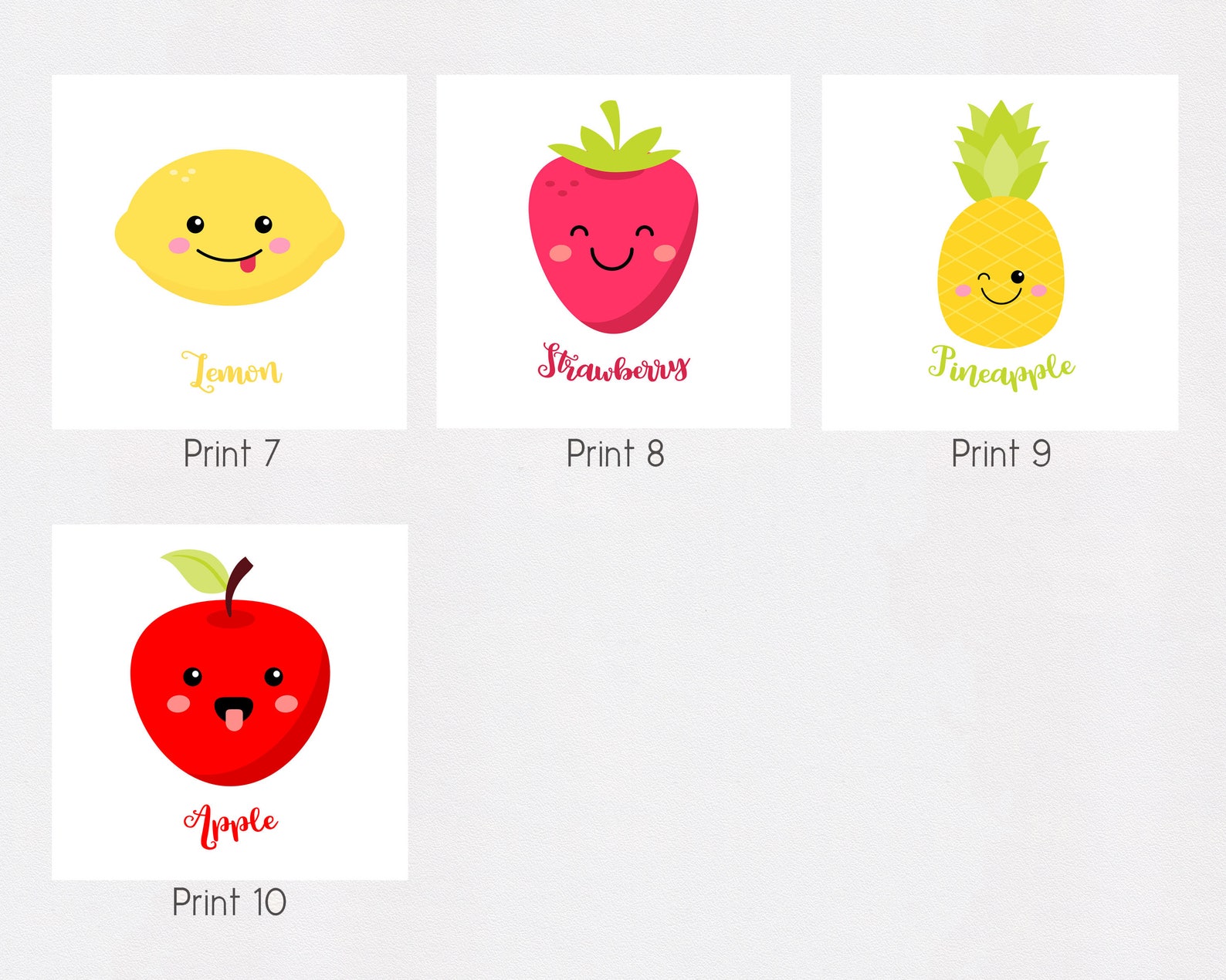 Cute Fruit Print Set Colourful Nursery Wall Art Decor Boys Etsy UK