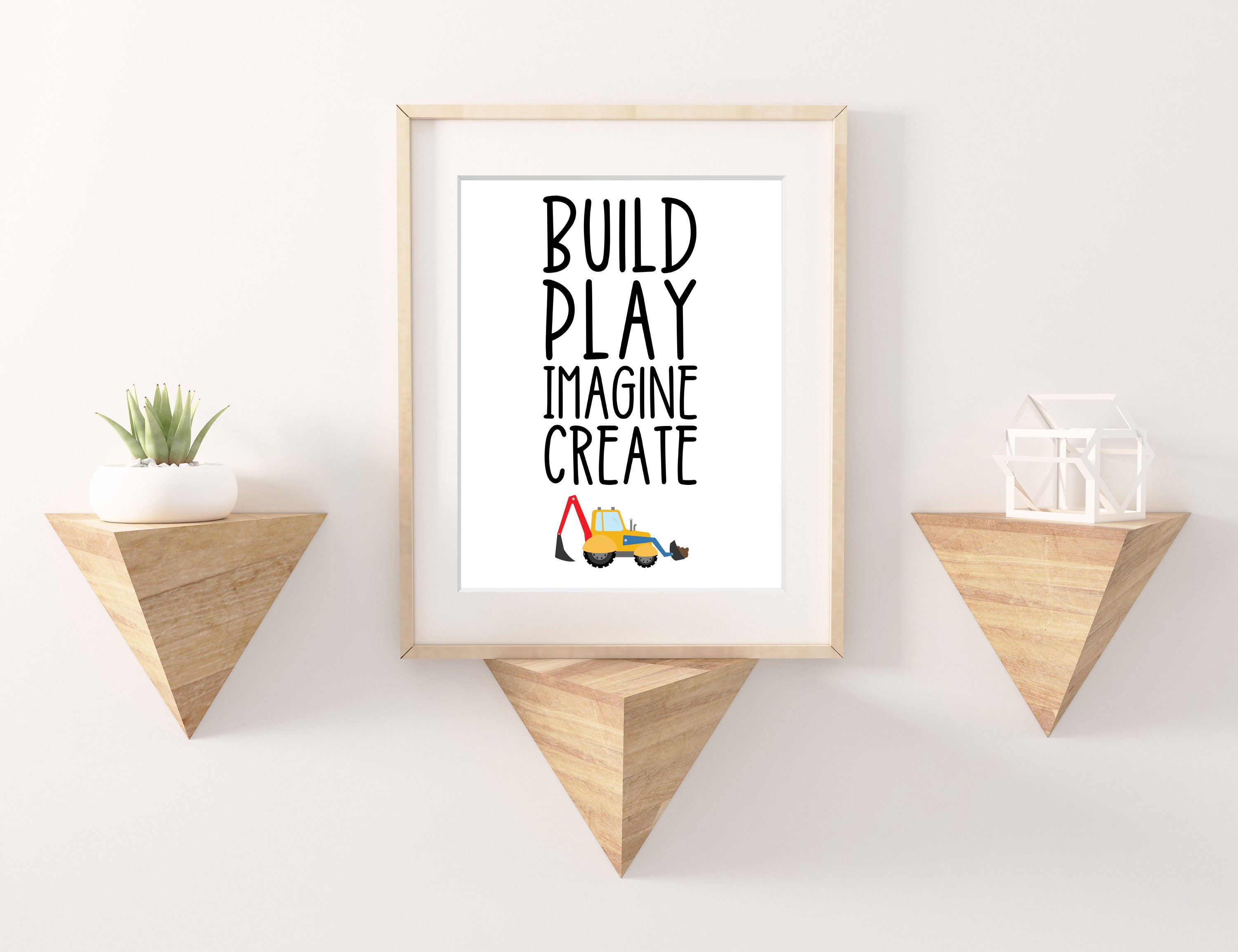 Build Play Imagine Create Print Construction Playroom Words Wall Art ...