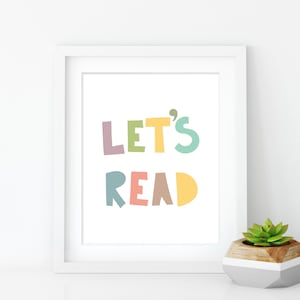 Let's Read Print Playroom Word Art Colourful Reading Corner Sign ...