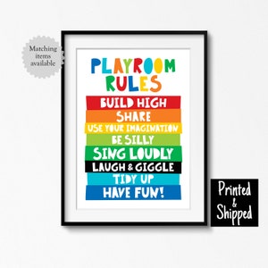Reglas de la sala de juegos Impresión brillante Arte de pared para niños pequeños Niños Niñas Niños Dormitorio de niños Decoración de sala de juegos 5x7 6x8 8x10 11x14 A4 A3 30 x 40 cm