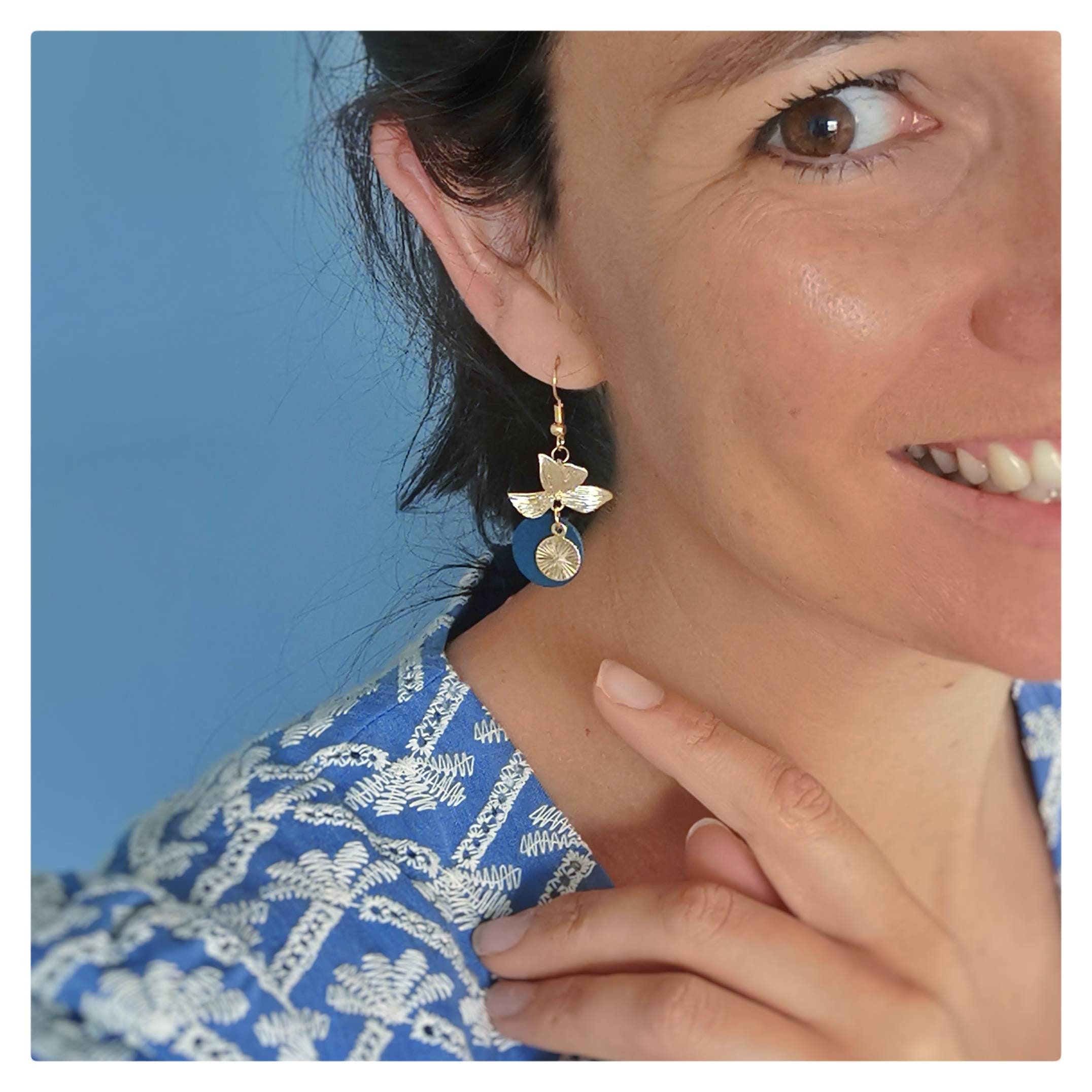 Henriette-Earrings sequin leather and 