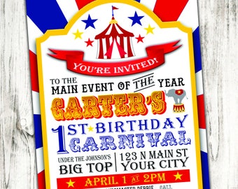 Circus/Carnival Birthday Party Invitation