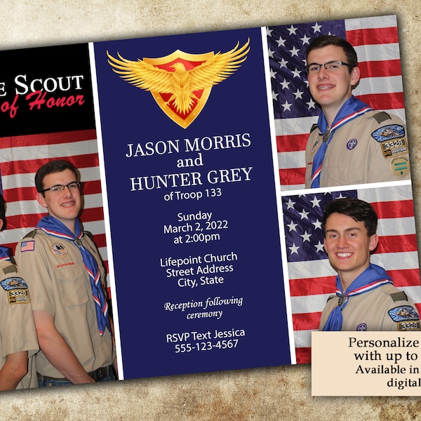 Eagle Scout COH Invitation, Boy Scout Invitation, Eagle Scout Photo invitation, Court of Honor Invitation, BSA Invitation, Custom Invitation