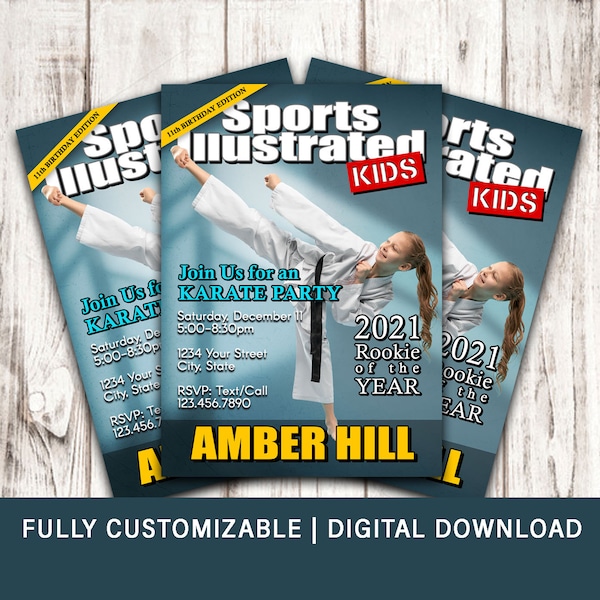 Kids Sports Illustrated Birthday Invitation, Sports Party, Boy Sports Birthday, Girl Sports Birthday, Custom Photo Invitation, Digital File