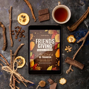 Friendsgiving Party Invitation, Custom Thanksgiving Friends Party Download, Friends Giving Rustic Invitation, Printable, Digital Invitation