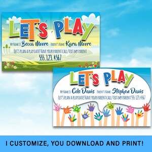 Printable End of School Tags for Kids, Play Date Calling Card ...