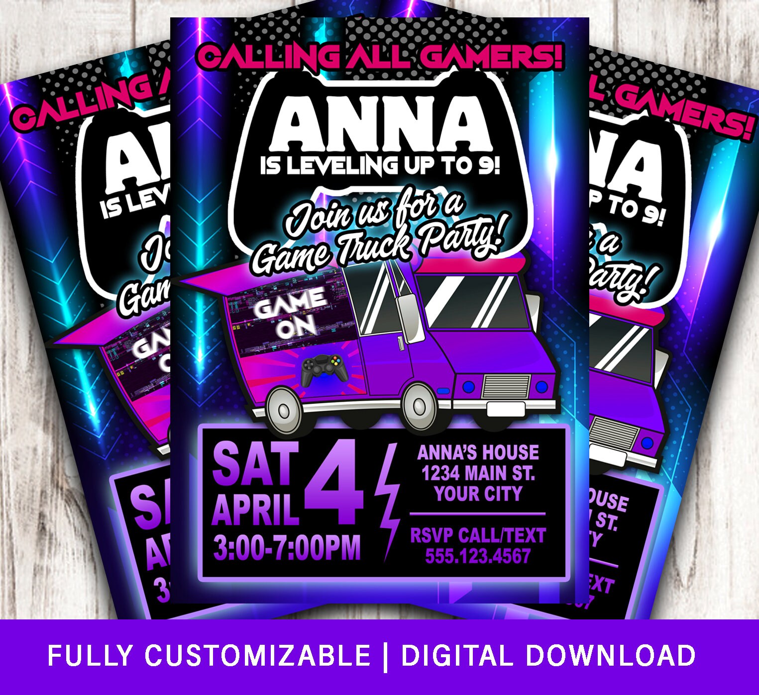 Video Game Truck Birthday Party Invitation Game Truck Party Etsy