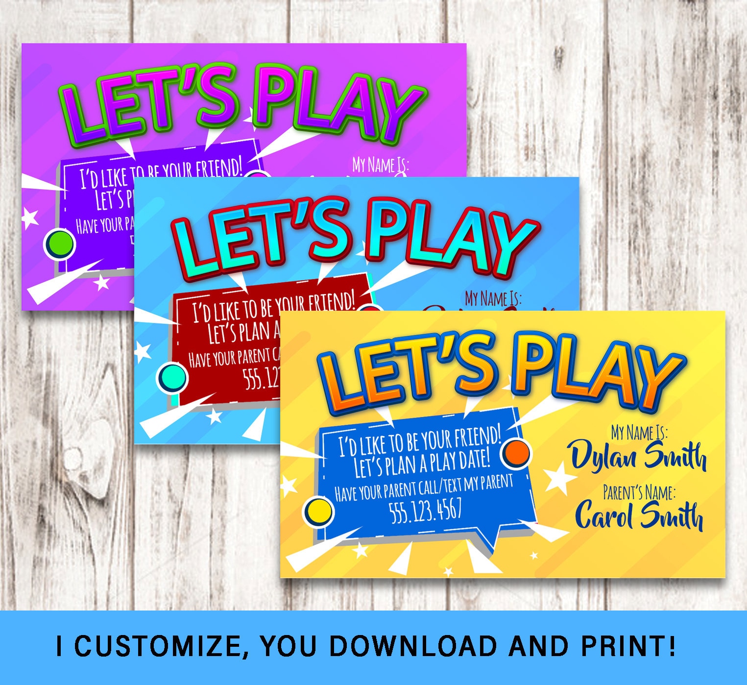 50 Play Date Cards For Kids - Let's Play Keep In Touch