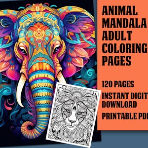 Animal Mandala Coloring Pages, Adult Coloring Pages, Printable, Instant Download PDF, Coloring Download, Art Therapy, Coloring Therapy