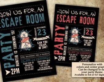 Escape Room Birthday Invitation, Escape Room, Puzzle Room Birthday, Custom Party Invitation, Digital File, Printable, Text, Email