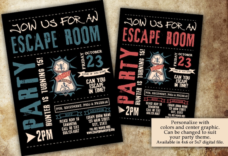 Escape Room Birthday Invitation, Escape Room, Puzzle Room Birthday, Custom Party Invitation
