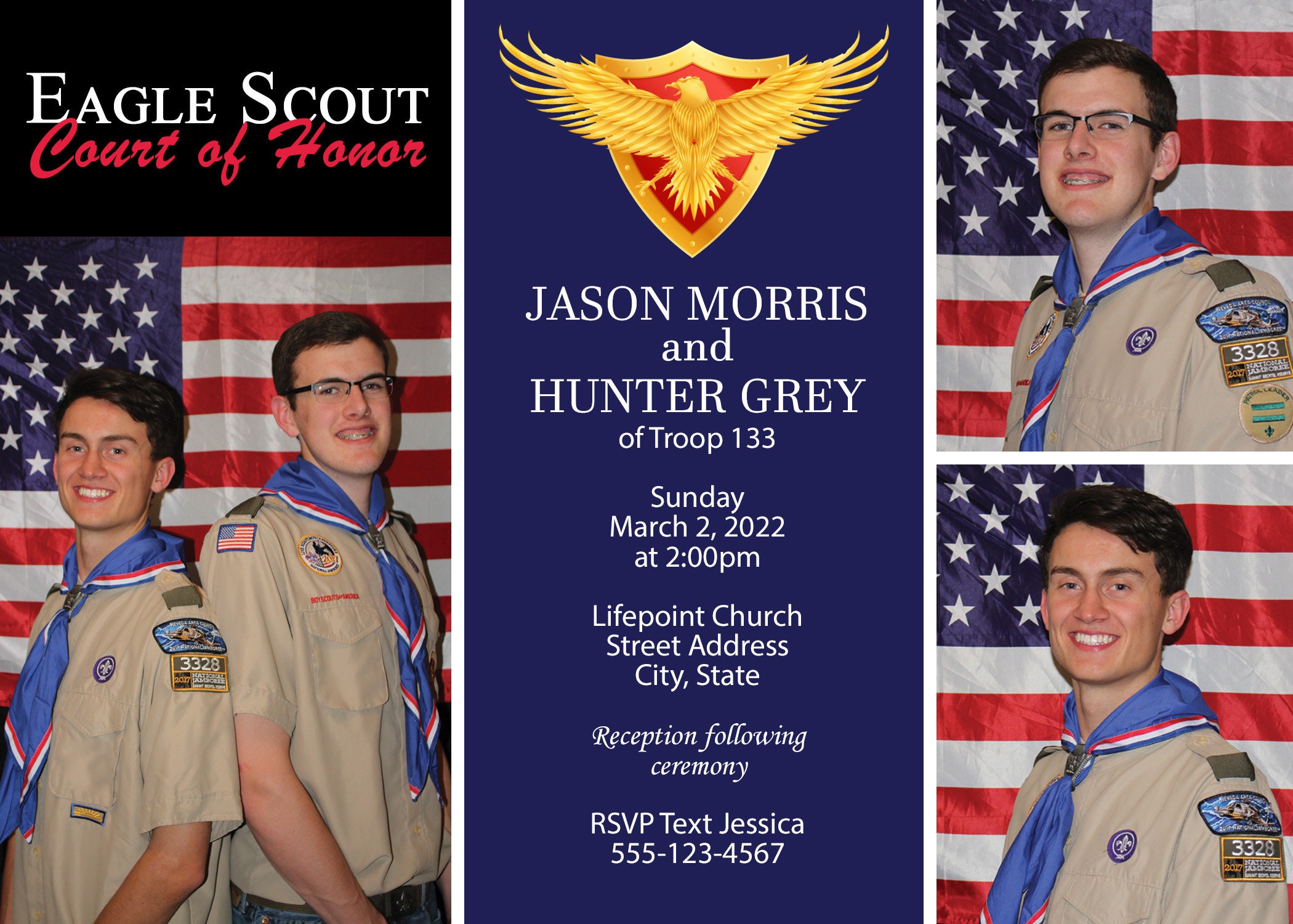 Eagle Scout COH Invitation, Boy Scout Invitation, Eagle Scout Photo