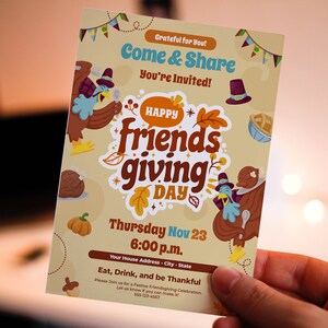 Friendsgiving Party Invitation, Custom Thanksgiving Friends Party Download, Friends Giving Invitation, Printable or Digital Invitation