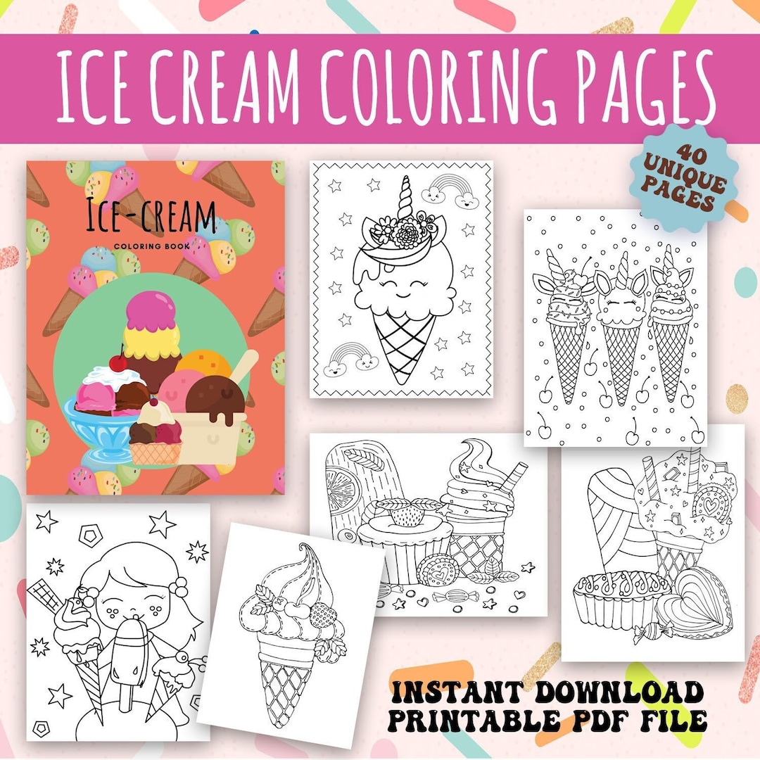 40 Printable Ice Cream Coloring Pages Instant Download