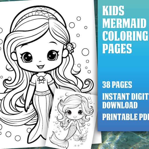 Kids Mermaid Coloring Book, Underwater Adventures Coloring Pages, Mermaid Coloring Pages, Ocean Coloring Pages for kids, Instant Download
