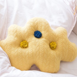 Home decor, kids baby soft jersey cloud with mustard tassel cloud pillow