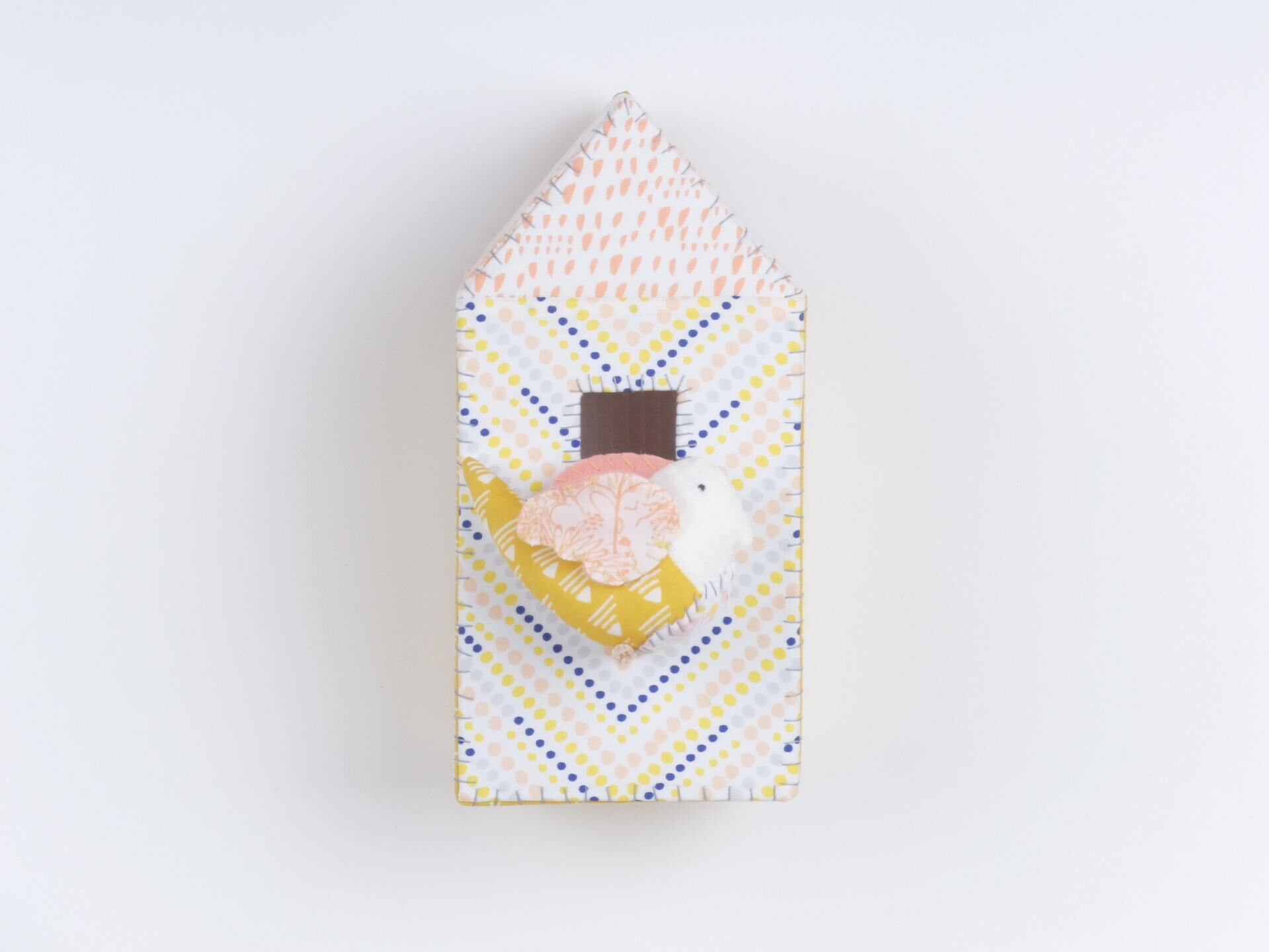 Nichoir Oiseau Déco Murale, à Accrocher Au Mur, Tissus Colorés Dans Les Tons Doux, Pastels