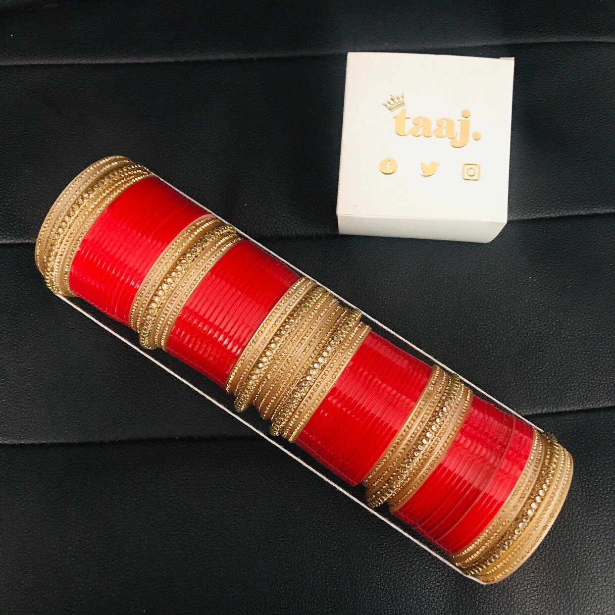 Sukjot Red Gold Bangles Chura Punjabi Indian Wedding Choora Kangan
