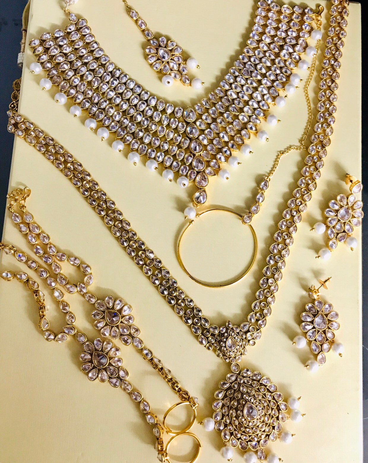 Gold pearl Indian bridal jewellery 8 piece Pakistani wedding Etsy