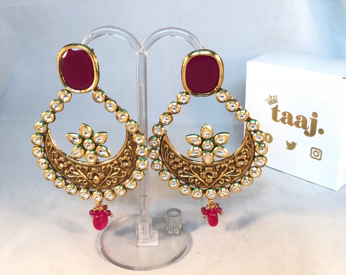 Featured listing image: Dipyum Kundan large chaand bali earrings.