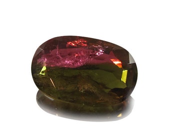 3.15 Ct, Bicolor Tourmaline, Vivid Red & Green, Cushion Cut