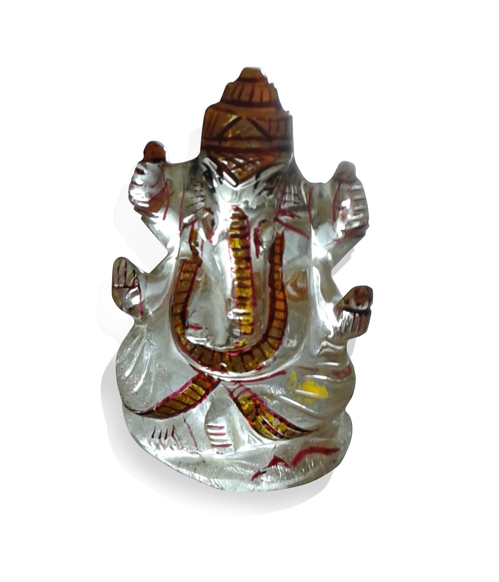 Natural Rock Crystal Amulet Of Lord Ganesh, Hand Made, Himalaya Origin