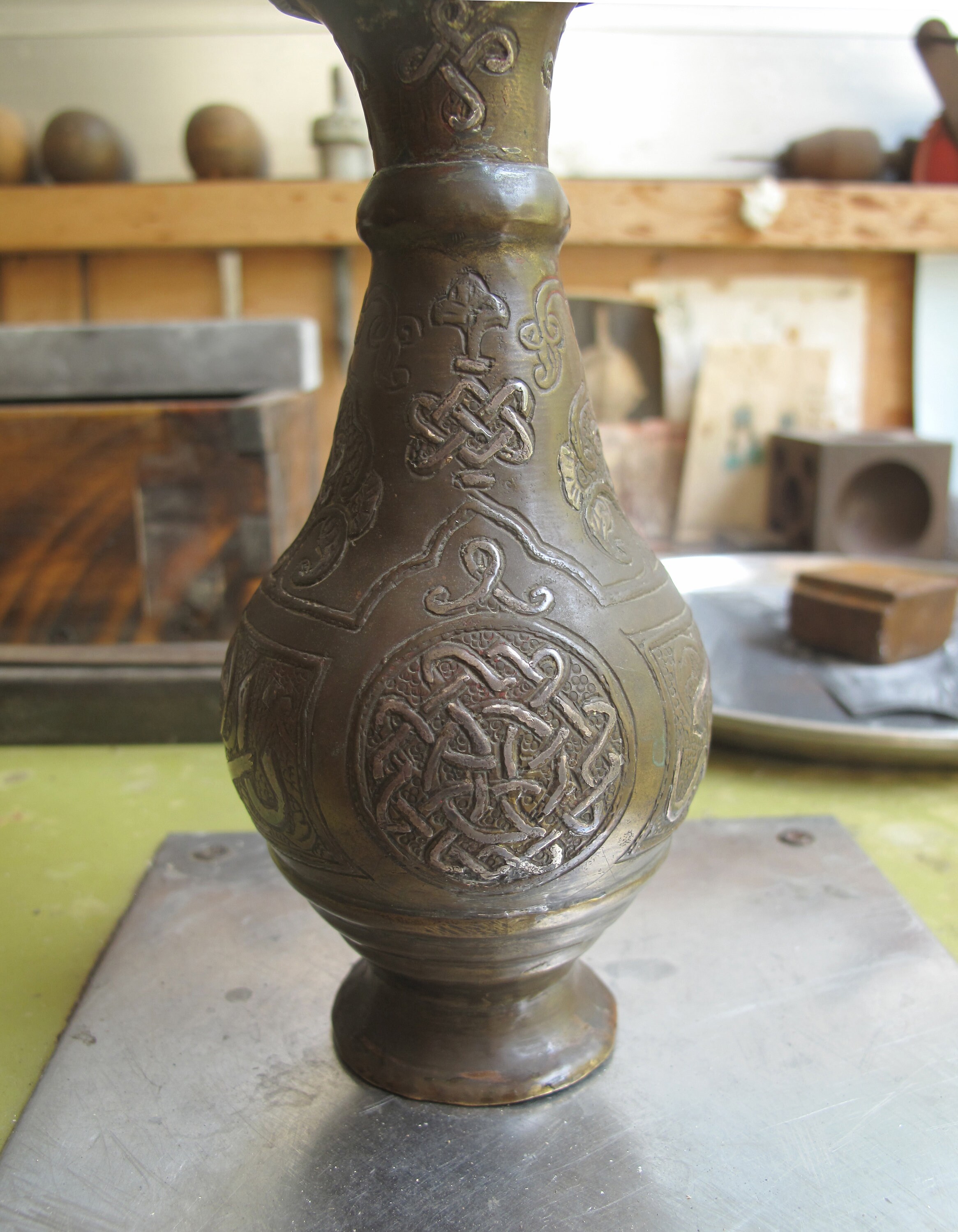 Rare Ottoman Damascus Vase Hand Made Damascus Brass Silver Etsy UK
